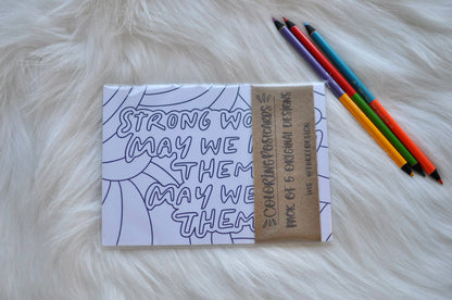 Feminist Themed Coloring Postcards | Set of 5