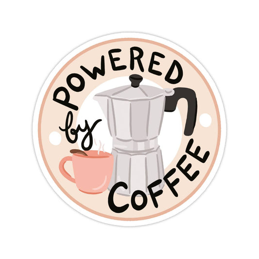 Powered by Coffee Vinyl Sticker - Funny Gift, Back to School: No packaging - sent loose