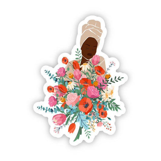 Bloom | Black Woman Abundance Sticker | Flowers