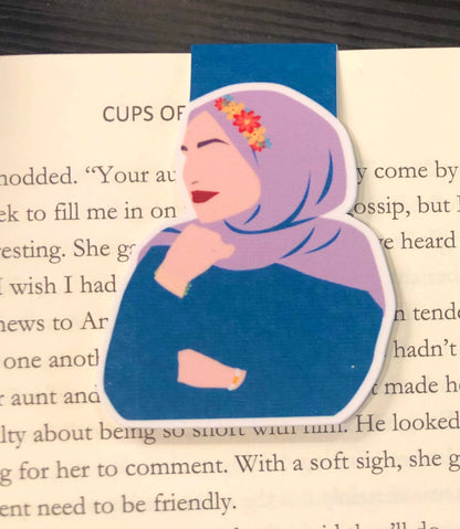 Woman with Flower Magnetic Bookmark: White Hair