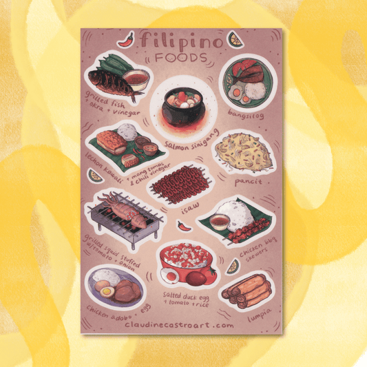 Filipino Foods Sticker Sheet, Cute Food Stickers, Filipino Food Art, Laminated Waterproof Vinyl Laptop Stickers, Water bottle Stickers