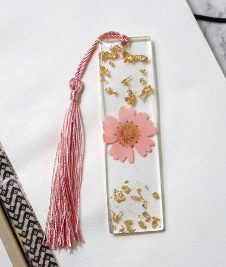 Mini Floral Resin Bookmark: Pink
