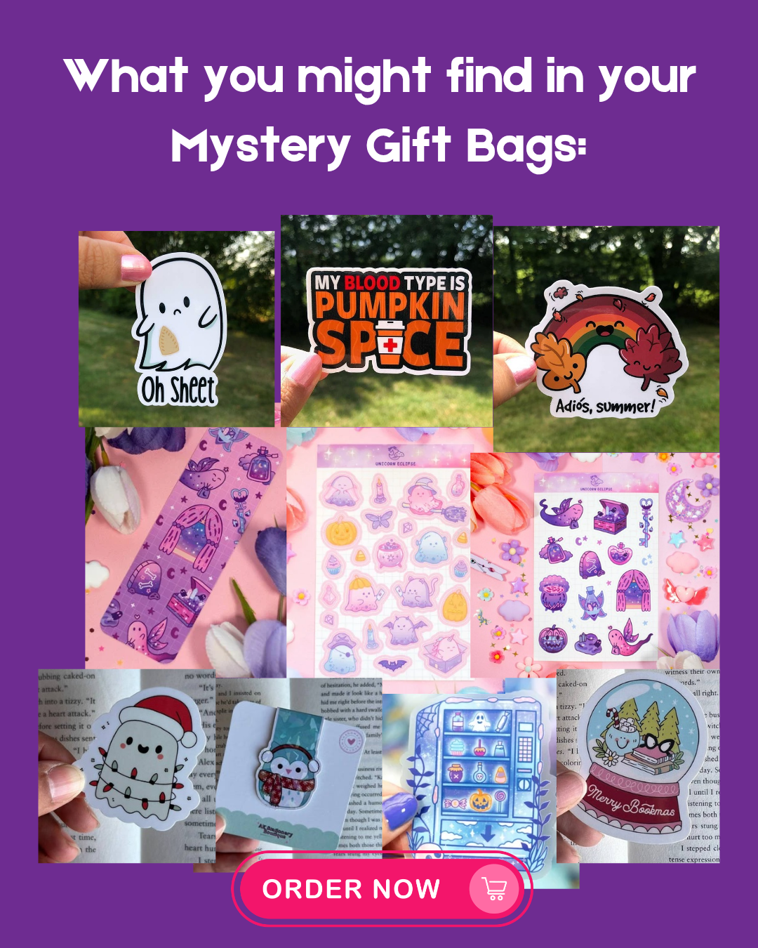 Mystery Gift Bags: Seasonal Bookmarks & Stickers (Fall/Winter)